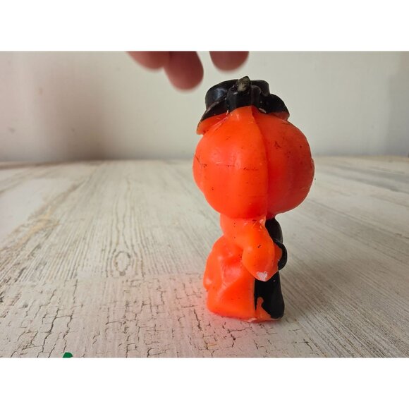Vintage gurley scarecrow pumpkin candle jack-o'-lantern mini Halloween decor - Picture 4 of 7